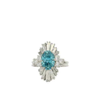 14k White Gold 1ct Blue Irradiated Diamond Solitaire Ring