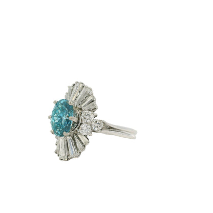 14k White Gold 1ct Blue Irradiated Diamond Solitaire Ring