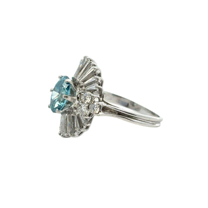 14k White Gold 1ct Blue Irradiated Diamond Solitaire Ring
