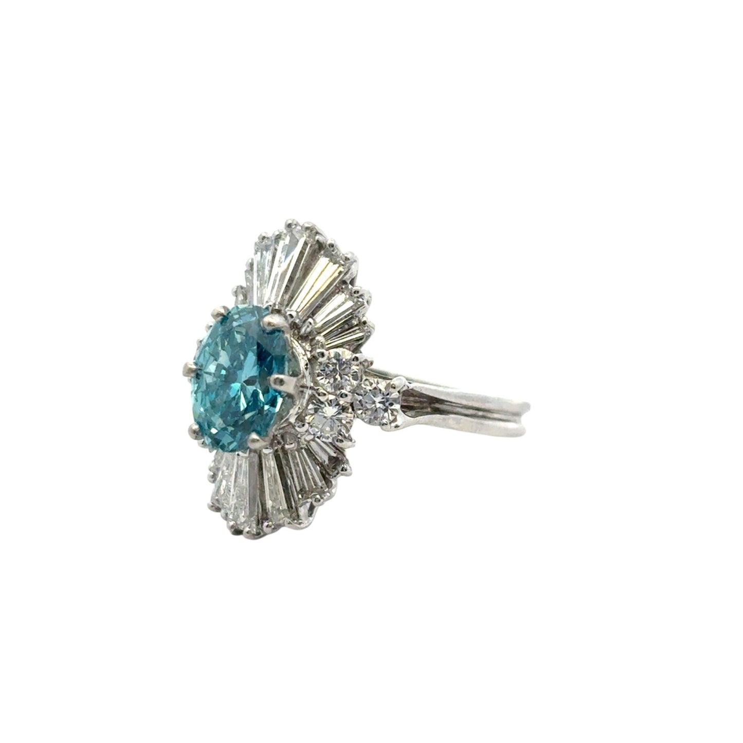 14k White Gold 1ct Blue Irradiated Diamond Solitaire Ring