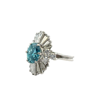 14k White Gold 1ct Blue Irradiated Diamond Solitaire Ring