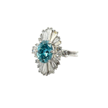 14k White Gold 1ct Blue Irradiated Diamond Solitaire Ring