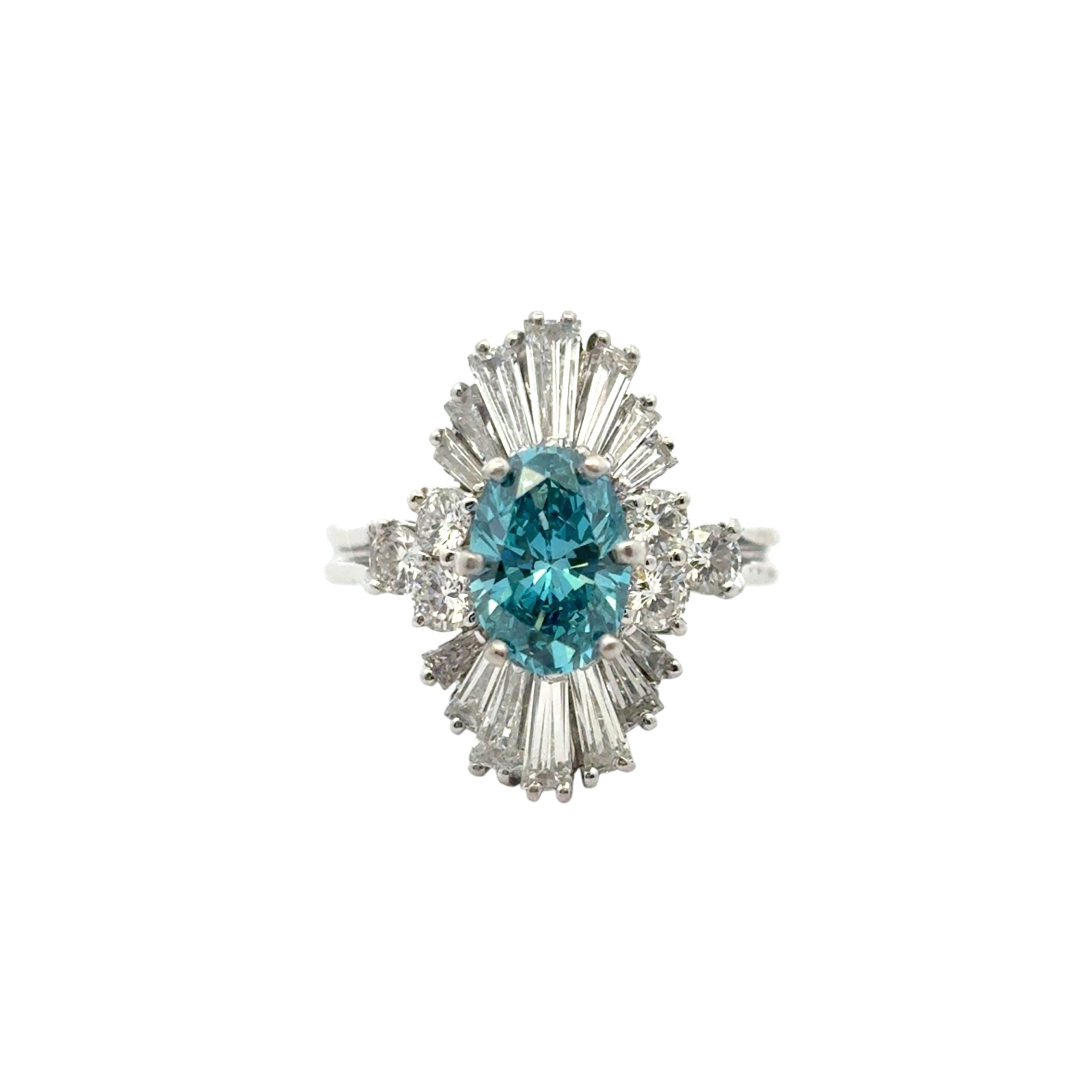 14k White Gold 1ct Blue Irradiated Diamond Solitaire Ring