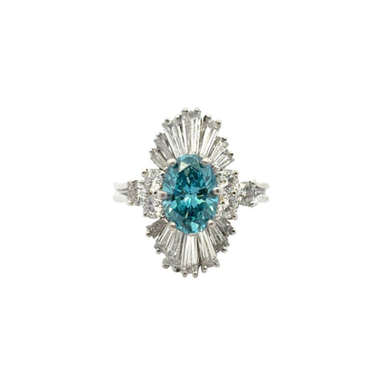 14k White Gold 1ct Blue Irradiated Diamond Solitaire Ring