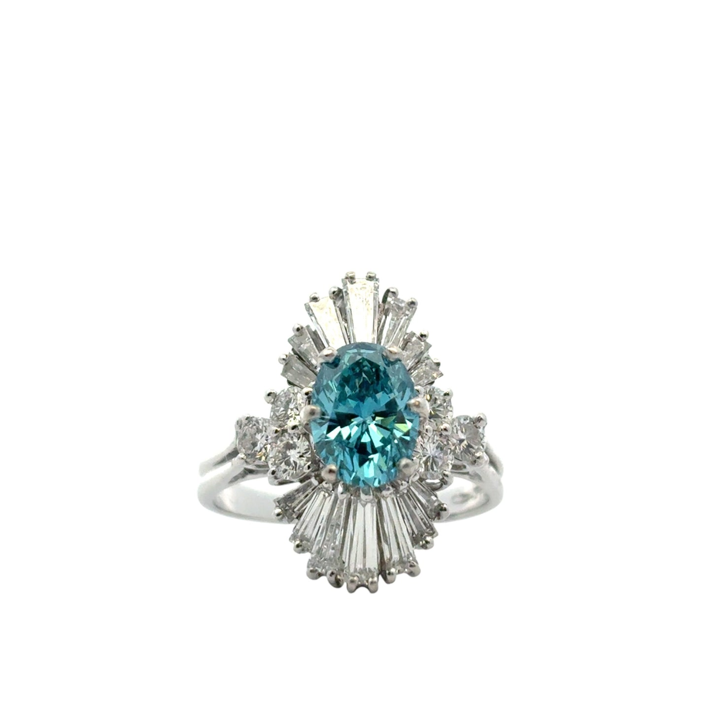 14k White Gold 1ct Blue Irradiated Diamond Solitaire Ring