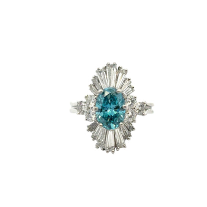 14k White Gold 1ct Blue Irradiated Diamond Solitaire Ring