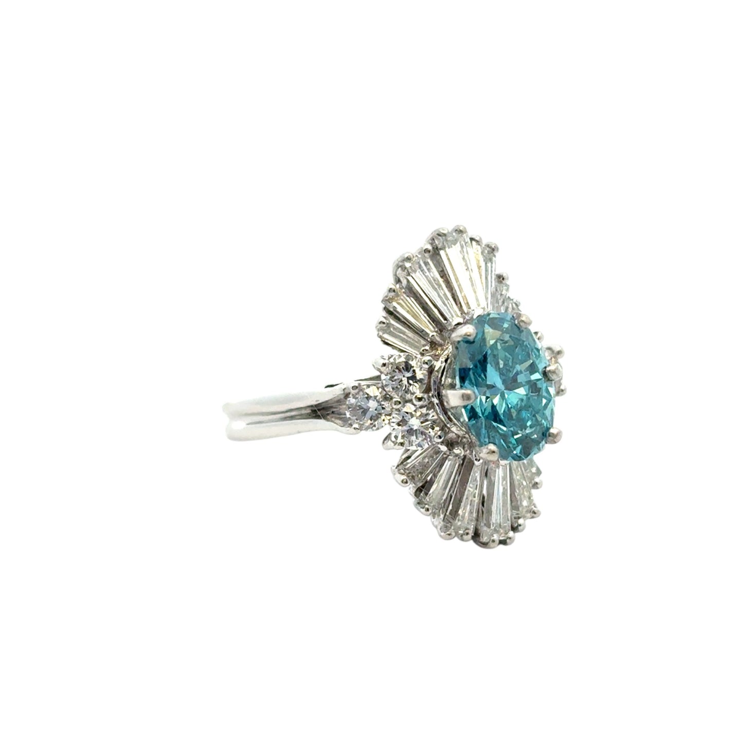 14k White Gold 1ct Blue Irradiated Diamond Solitaire Ring