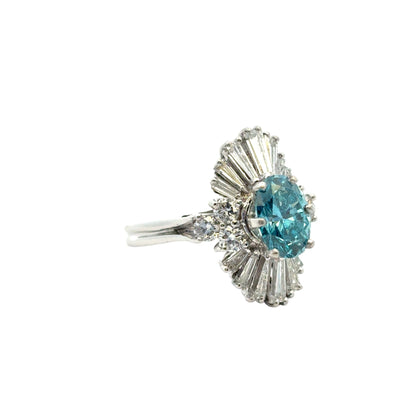 14k White Gold 1ct Blue Irradiated Diamond Solitaire Ring