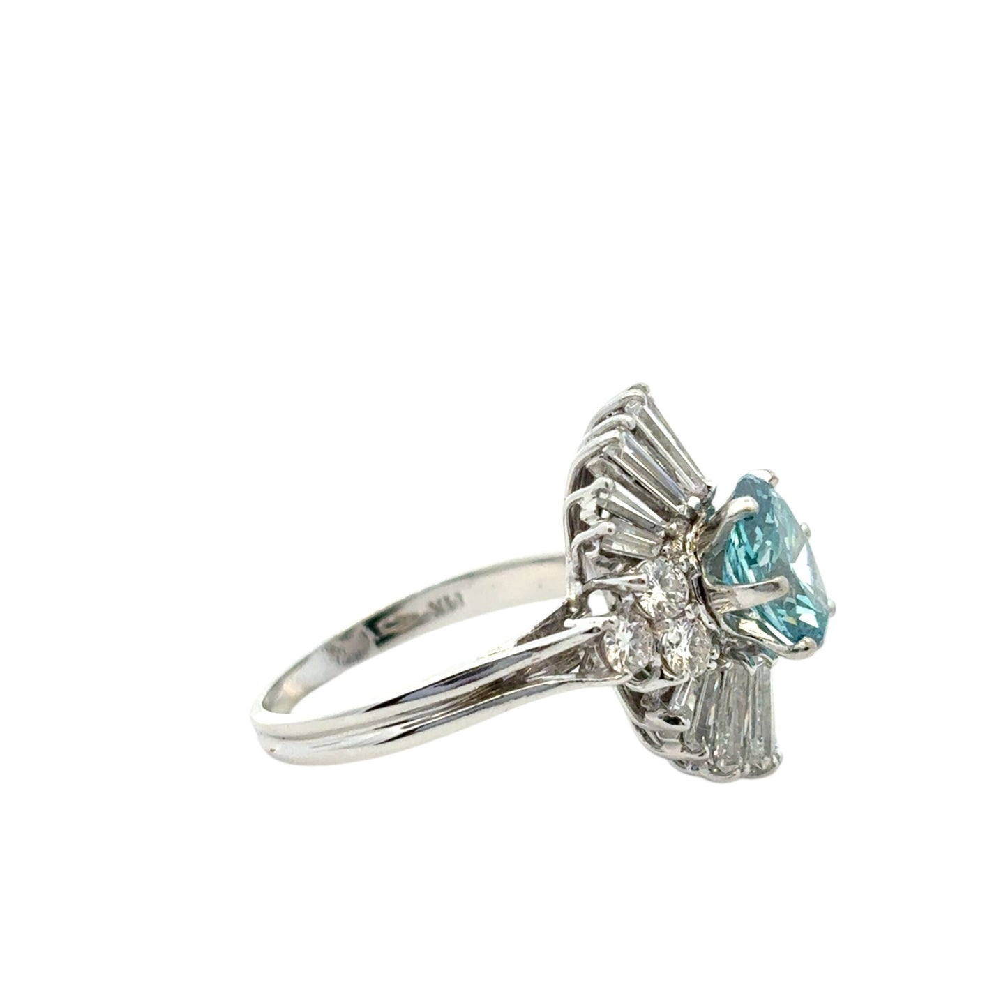 14k White Gold 1ct Blue Irradiated Diamond Solitaire Ring