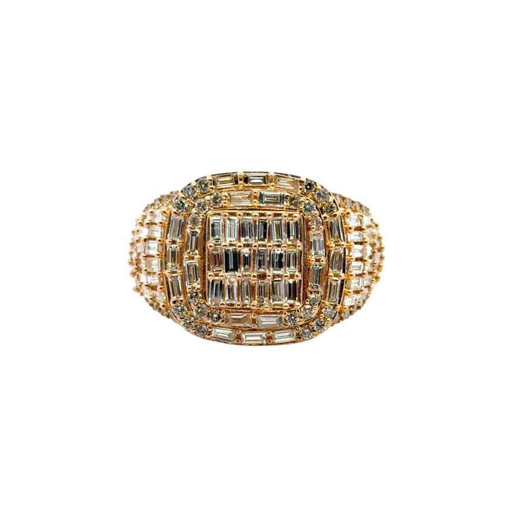 10k Yellow Gold Natural Baguette and Round Diamond Ring