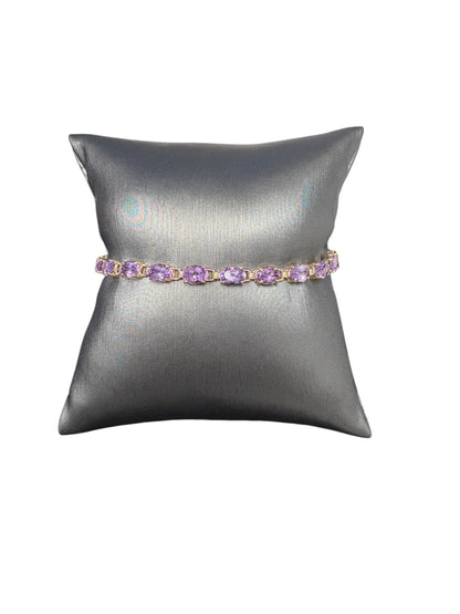 Vintage 10k Yellow Gold Purple Gemstone Bracelet