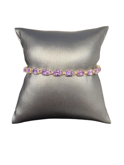 Vintage 10k Yellow Gold Purple Gemstone Bracelet