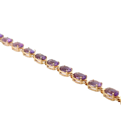 Vintage 10k Yellow Gold Purple Gemstone Bracelet