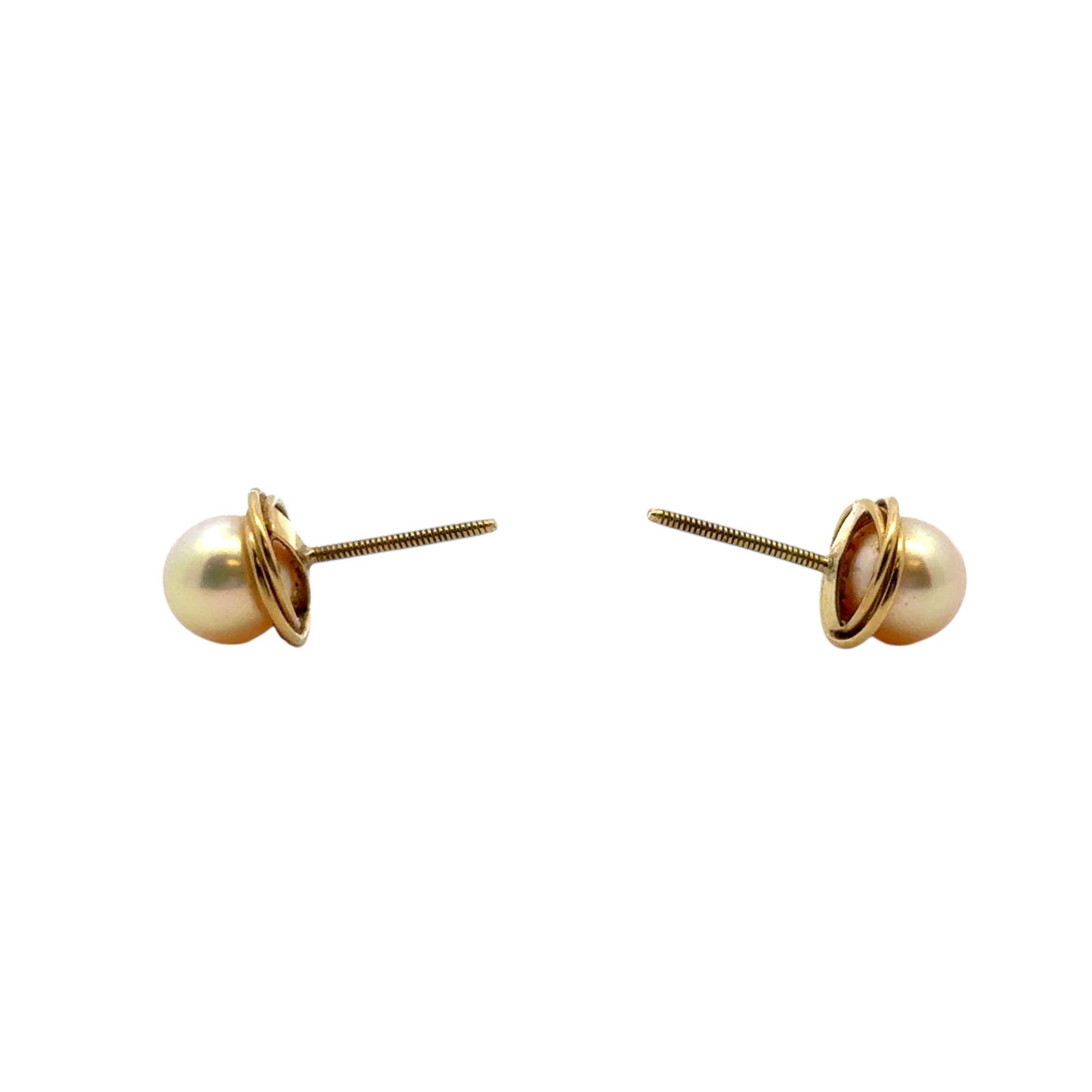 Vintage 14k Yellow Gold Pearl Stud Earrings