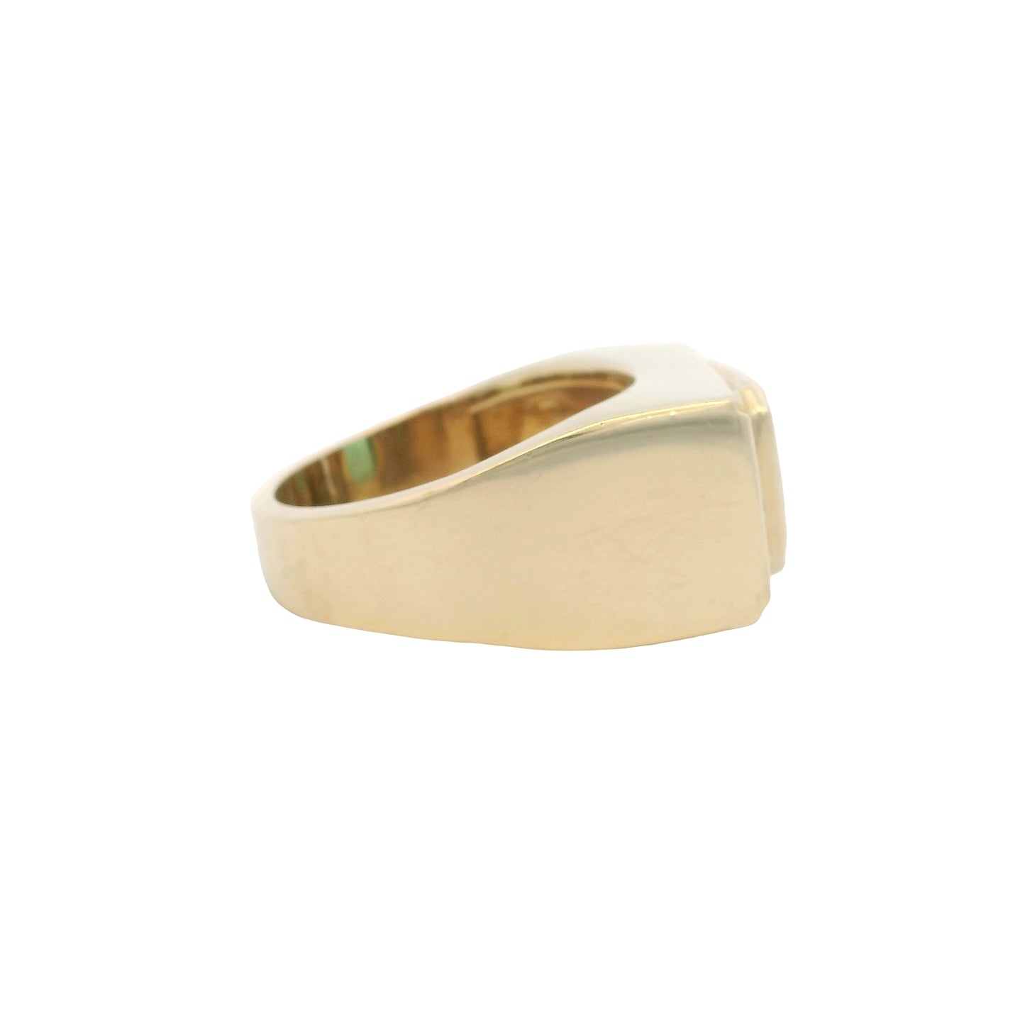 Vintage 14k Yellow Gold Square Cut Emerald and Diamond Men's Ring