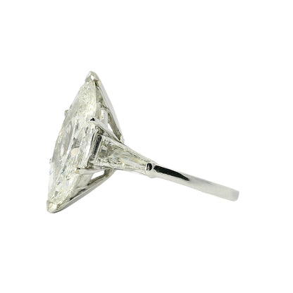 Platinum 4.03ct Natural Marquise Cut Diamond Engagement Ring