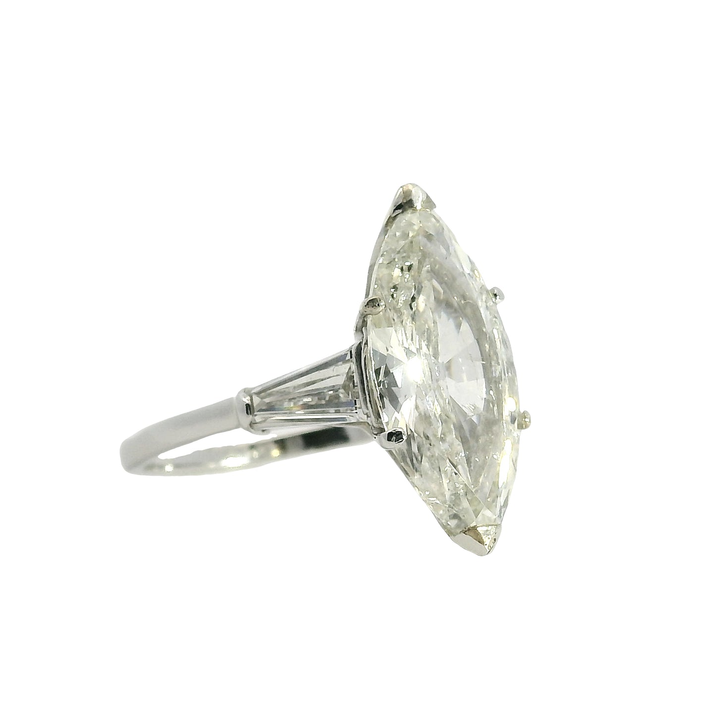 Platinum 4.03ct Natural Marquise Cut Diamond Engagement Ring
