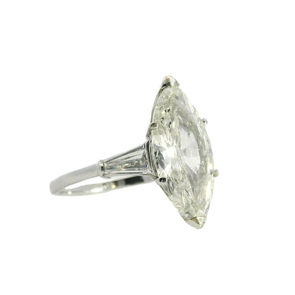Platinum 4.03ct Natural Marquise Cut Diamond Engagement Ring