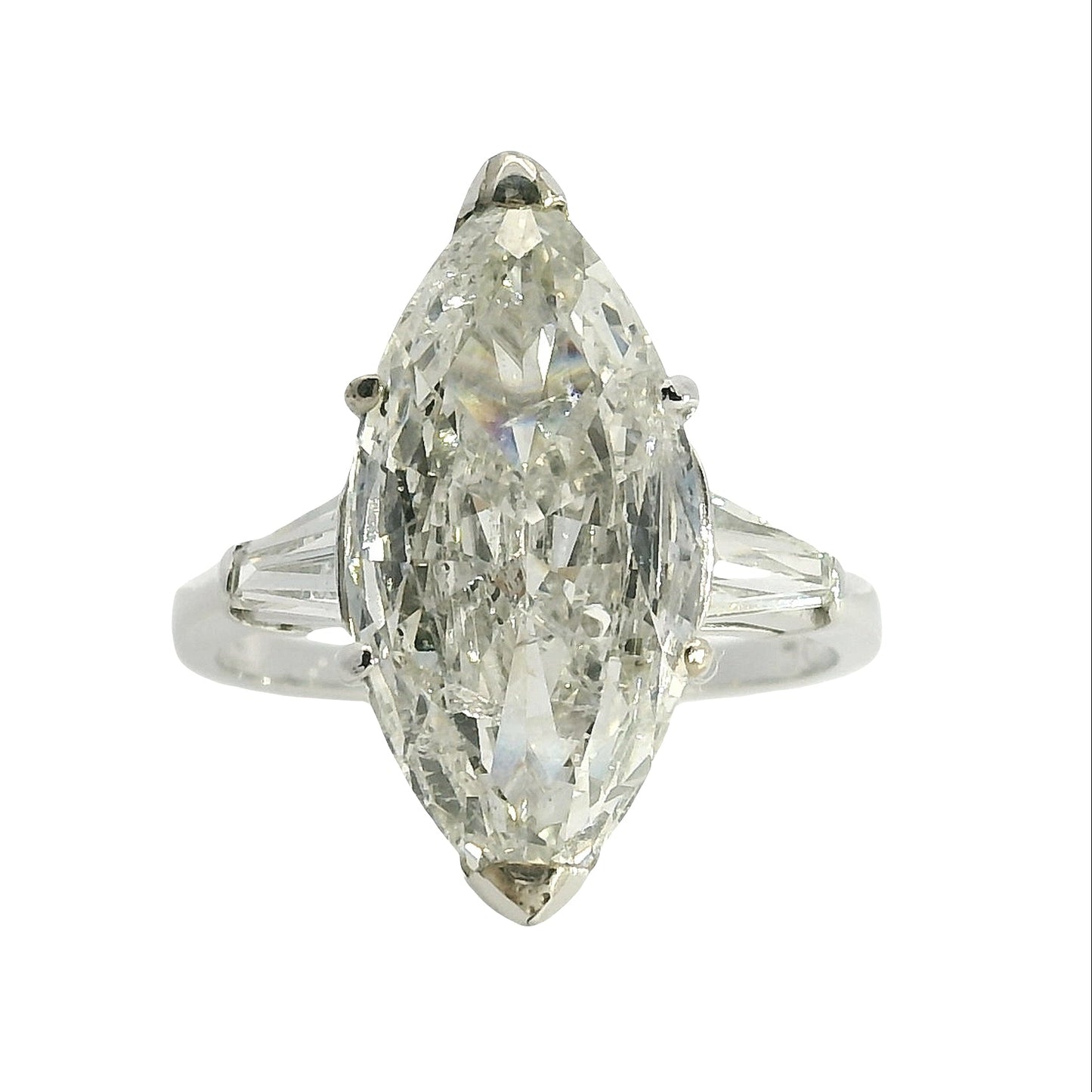 Platinum 4.03ct Natural Marquise Cut Diamond Engagement Ring