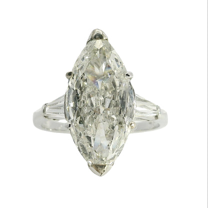 Platinum 4.03ct Natural Marquise Cut Diamond Engagement Ring