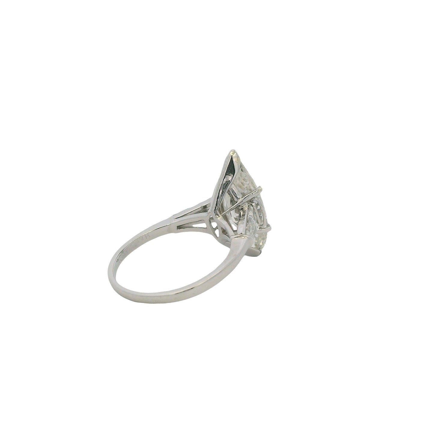 Platinum 4.03ct Natural Marquise Cut Diamond Engagement Ring