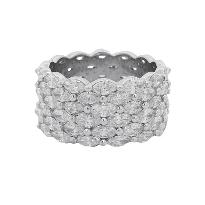 14k White Gold 4.94ctw Multi-Row Marquise Diamond Band