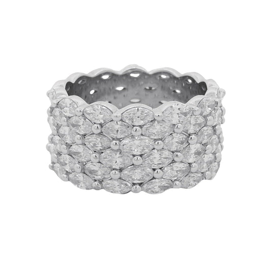 14k White Gold 4.94ctw Multi-Row Marquise Diamond Band