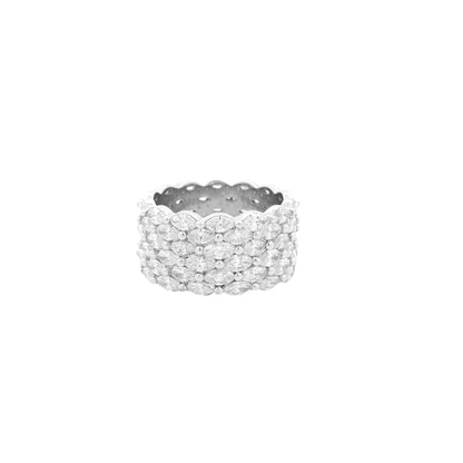 14k White Gold 4.94ctw Multi-Row Marquise Diamond Band
