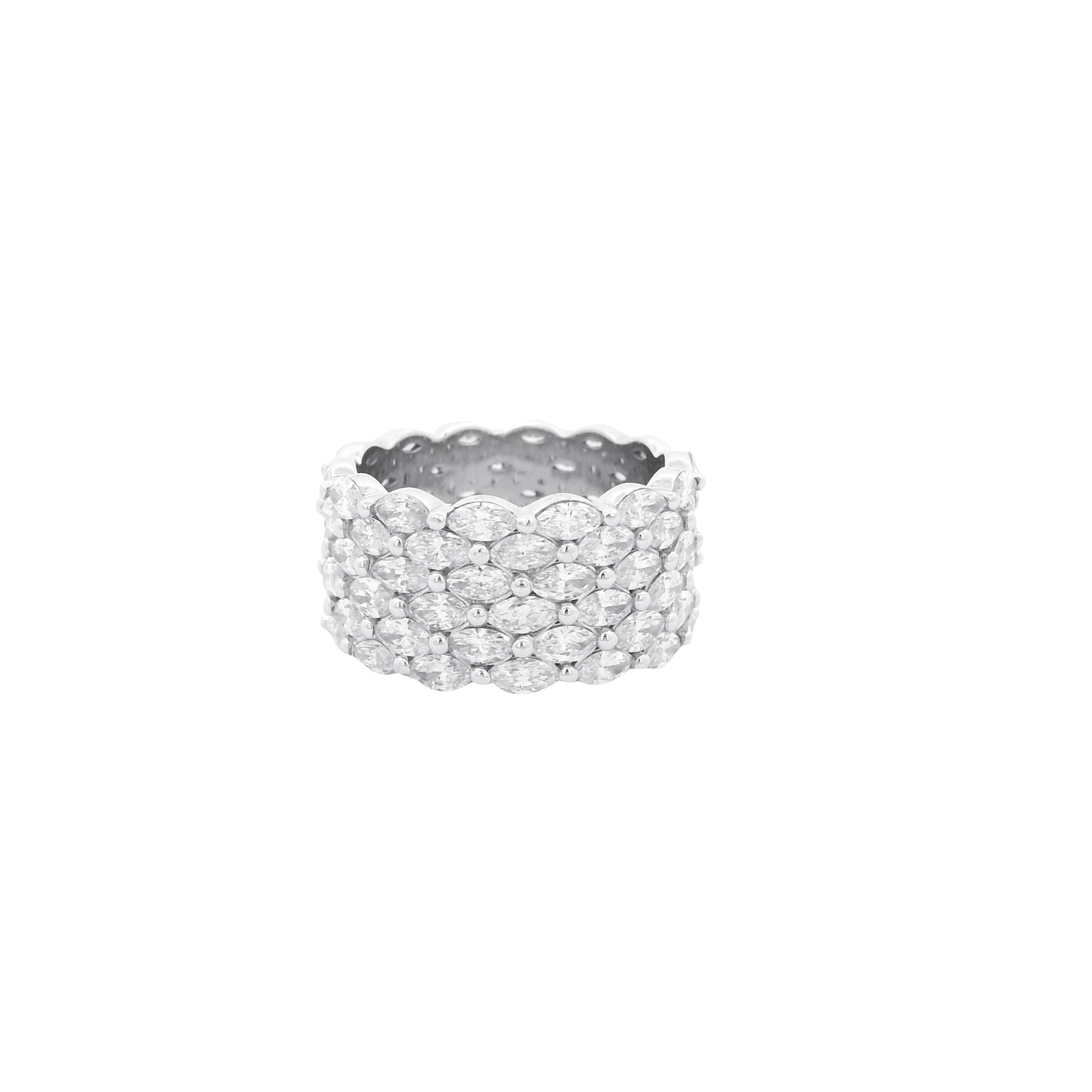 14k White Gold 4.94ctw Multi-Row Marquise Diamond Band