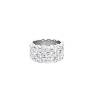 14k White Gold 4.94ctw Multi-Row Marquise Diamond Band