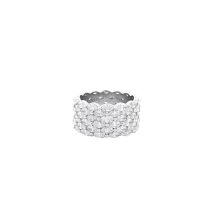 14k White Gold 4.94ctw Multi-Row Marquise Diamond Band