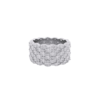 14k White Gold 4.94ctw Multi-Row Marquise Diamond Band