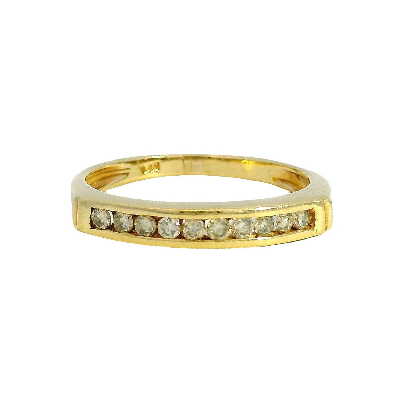 14k Yellow Gold 0.15ctw Round Brilliant 10 Stone Channel Set Ring