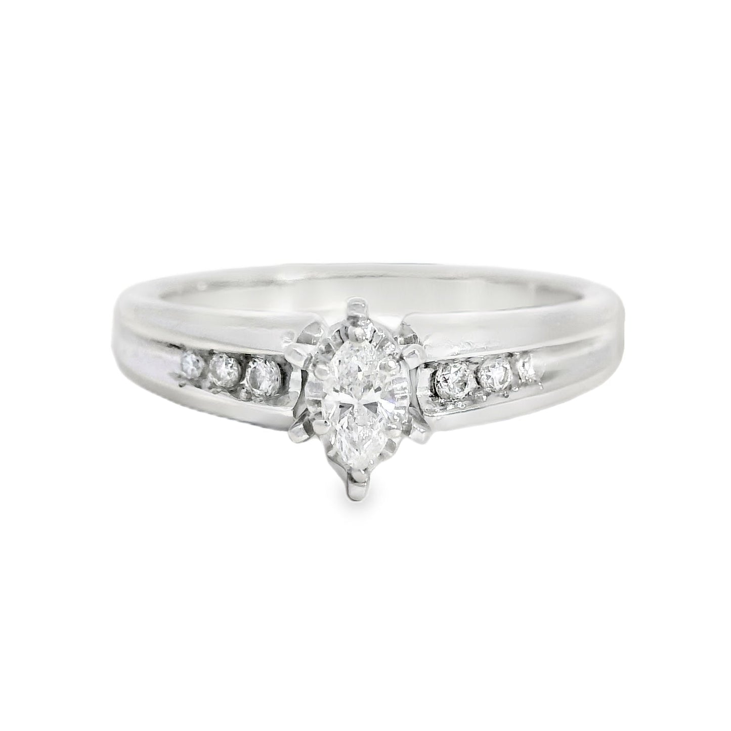 Diamond engagement ring with a white background