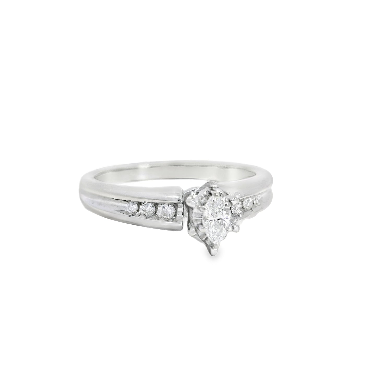 14k White Gold Marquise Cut Diamond Engagement Ring