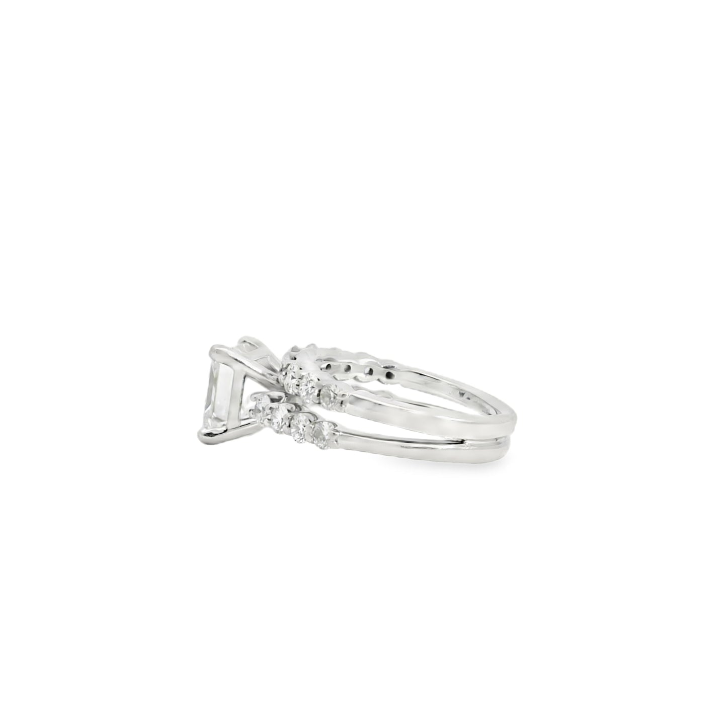14k White Gold GIA Certified 2.32ct Natural Princess Cut Diamond Engagement Ring 