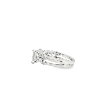 14k White Gold GIA Certified 2.32ct Natural Princess Cut Diamond Engagement Ring 