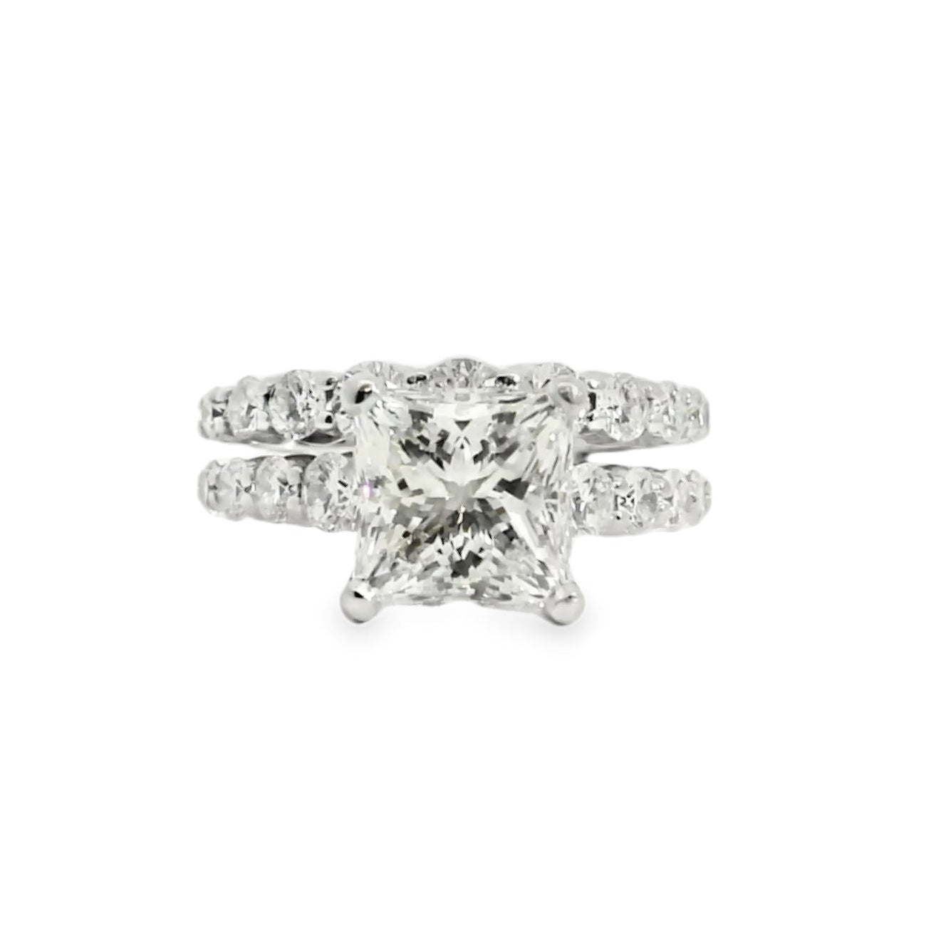 14k White Gold GIA Certified 2.32ct Natural Princess Cut Diamond Engagement Ring 