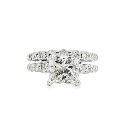 14k White Gold GIA Certified 2.32ct Natural Princess Cut Diamond Engagement Ring 
