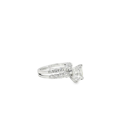 14k White Gold GIA Certified 2.32ct Natural Princess Cut Diamond Engagement Ring 