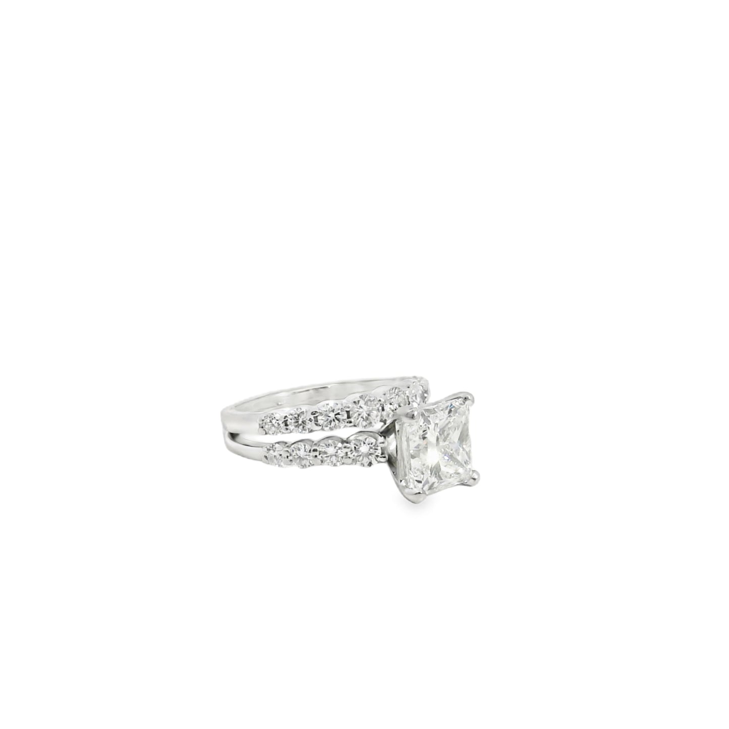 14k White Gold GIA Certified 2.32ct Natural Princess Cut Diamond Engagement Ring 