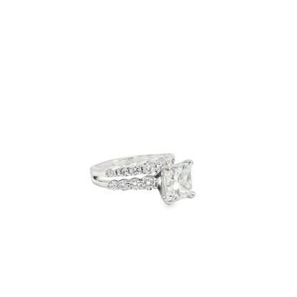 14k White Gold GIA Certified 2.32ct Natural Princess Cut Diamond Engagement Ring 