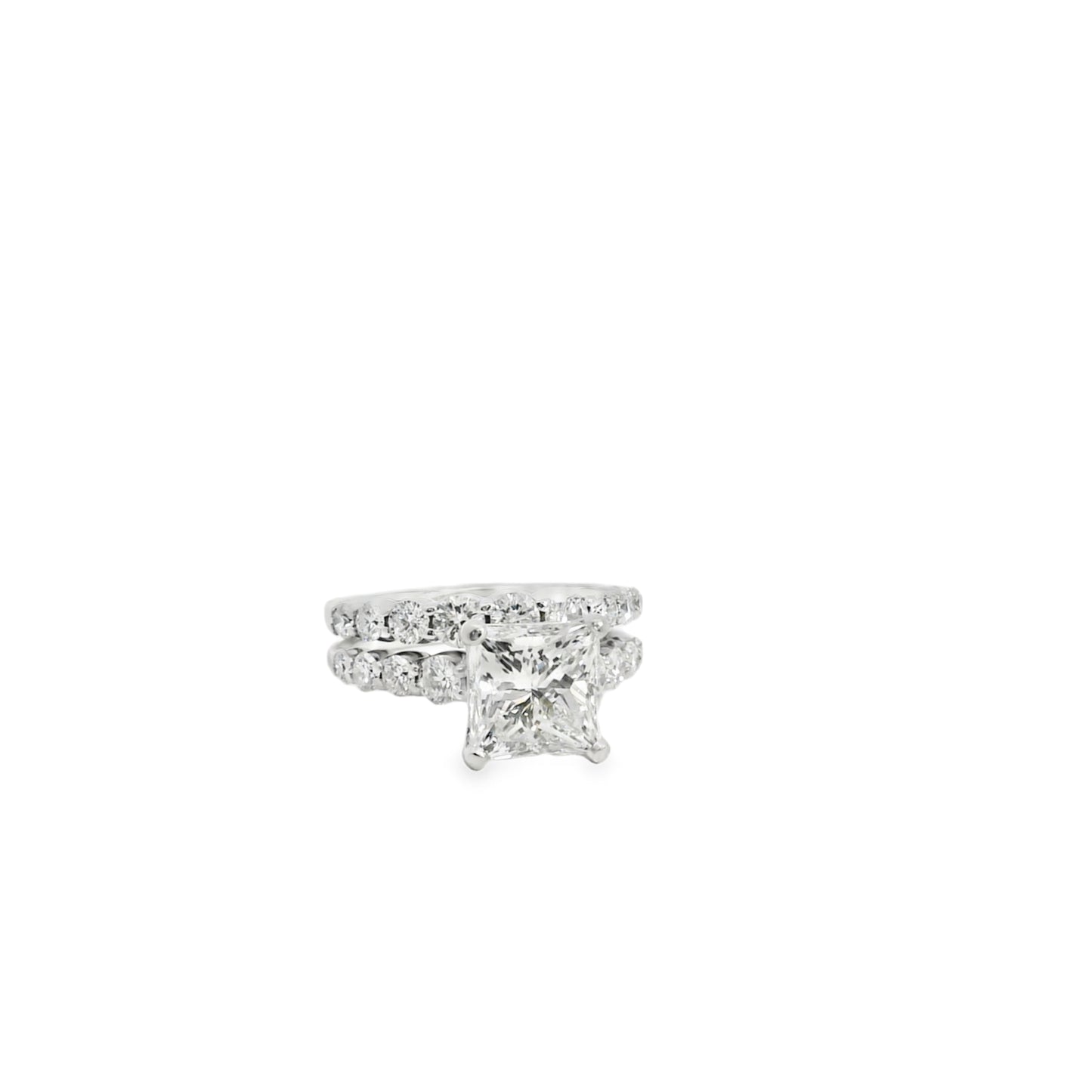 14k White Gold GIA Certified 2.32ct Natural Princess Cut Diamond Engagement Ring 