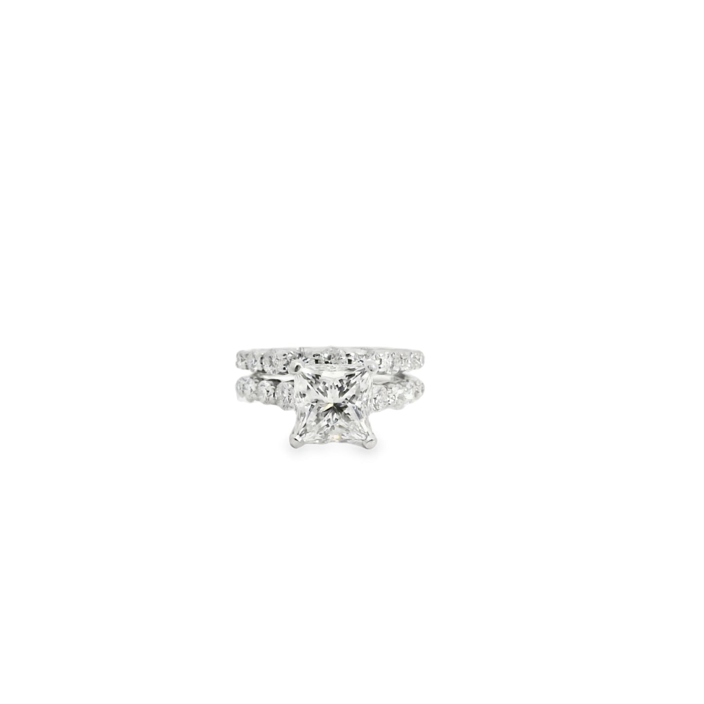 14k White Gold GIA Certified 2.32ct Natural Princess Cut Diamond Engagement Ring 
