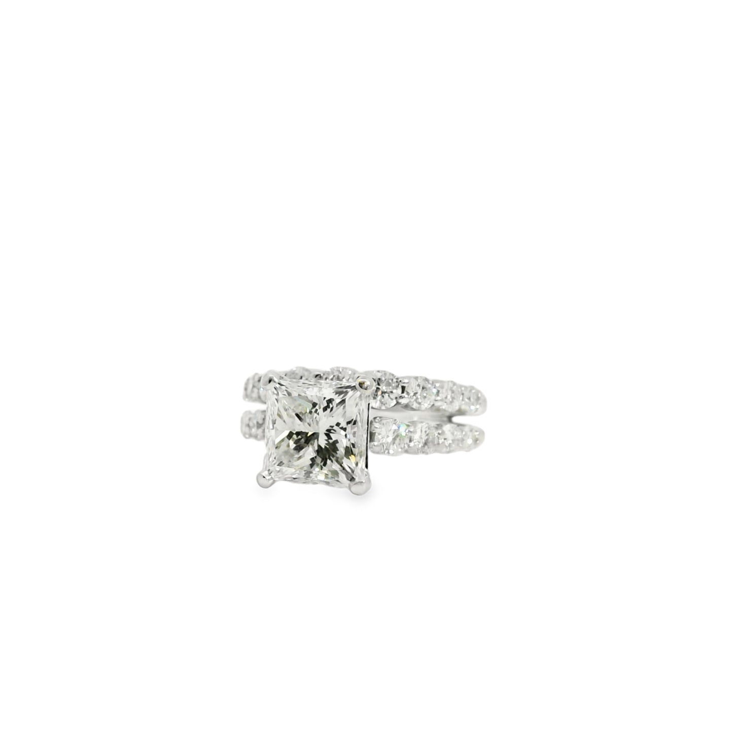 14k White Gold GIA Certified 2.32ct Natural Princess Cut Diamond Engagement Ring 