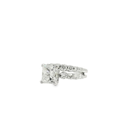 14k White Gold GIA Certified 2.32ct Natural Princess Cut Diamond Engagement Ring 