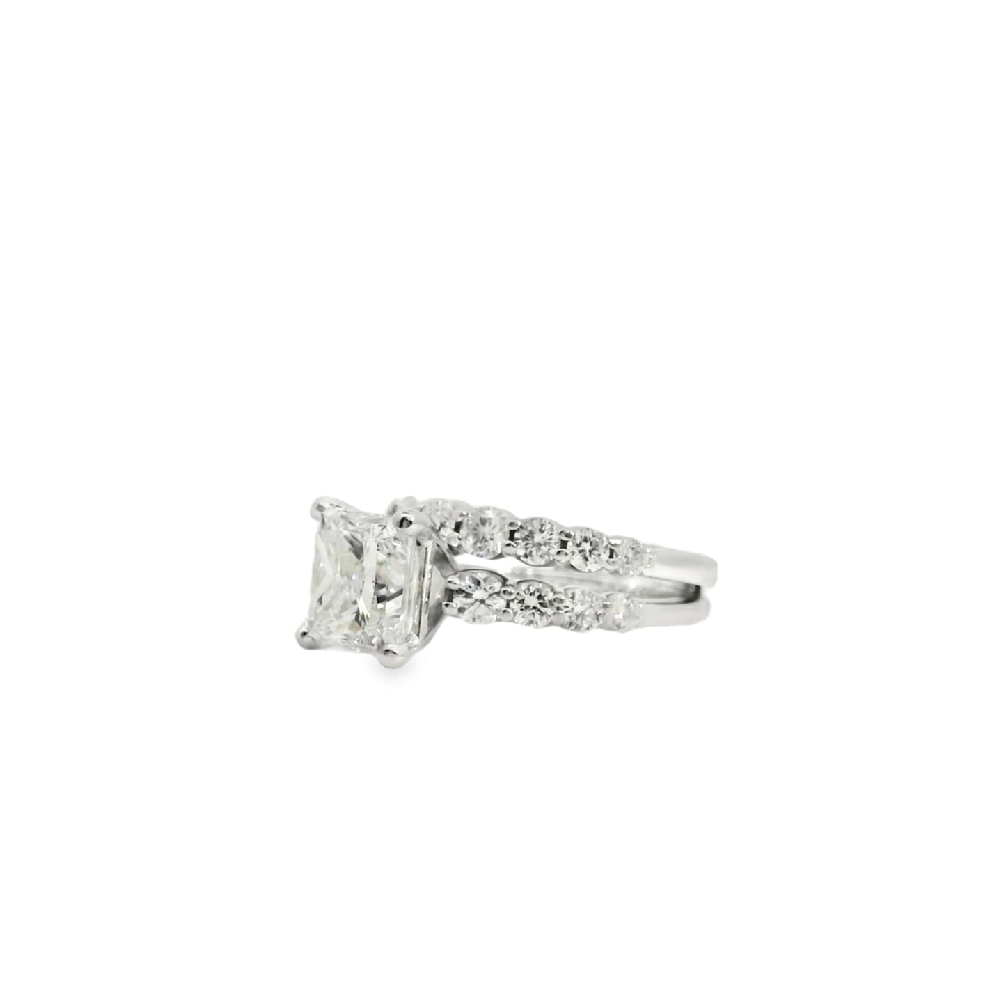 14k White Gold GIA Certified 2.32ct Natural Princess Cut Diamond Engagement Ring 
