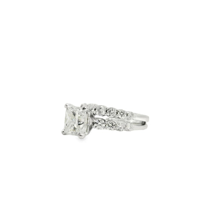 14k White Gold GIA Certified 2.32ct Natural Princess Cut Diamond Engagement Ring 
