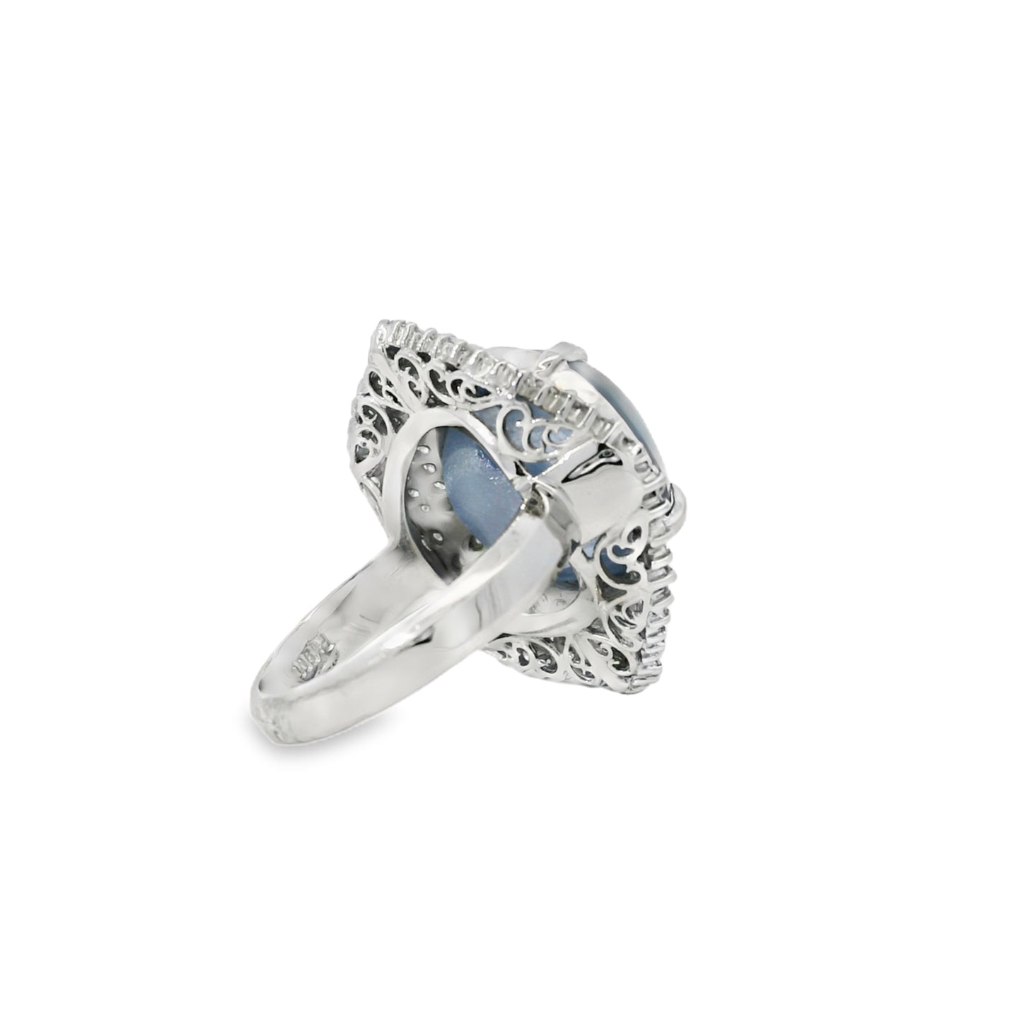 Platinum 19.35ct Sapphire Star and 0.96ct Round Brilliant and Baguette Diamond Ring