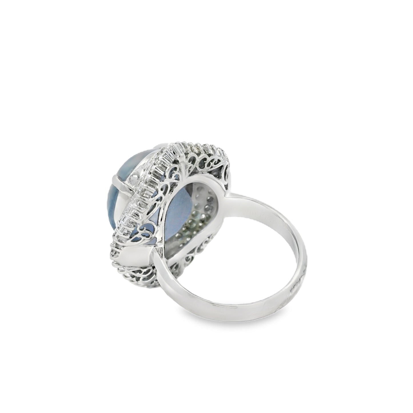Platinum 19.35ct Sapphire Star and 0.96ct Round Brilliant and Baguette Diamond Ring